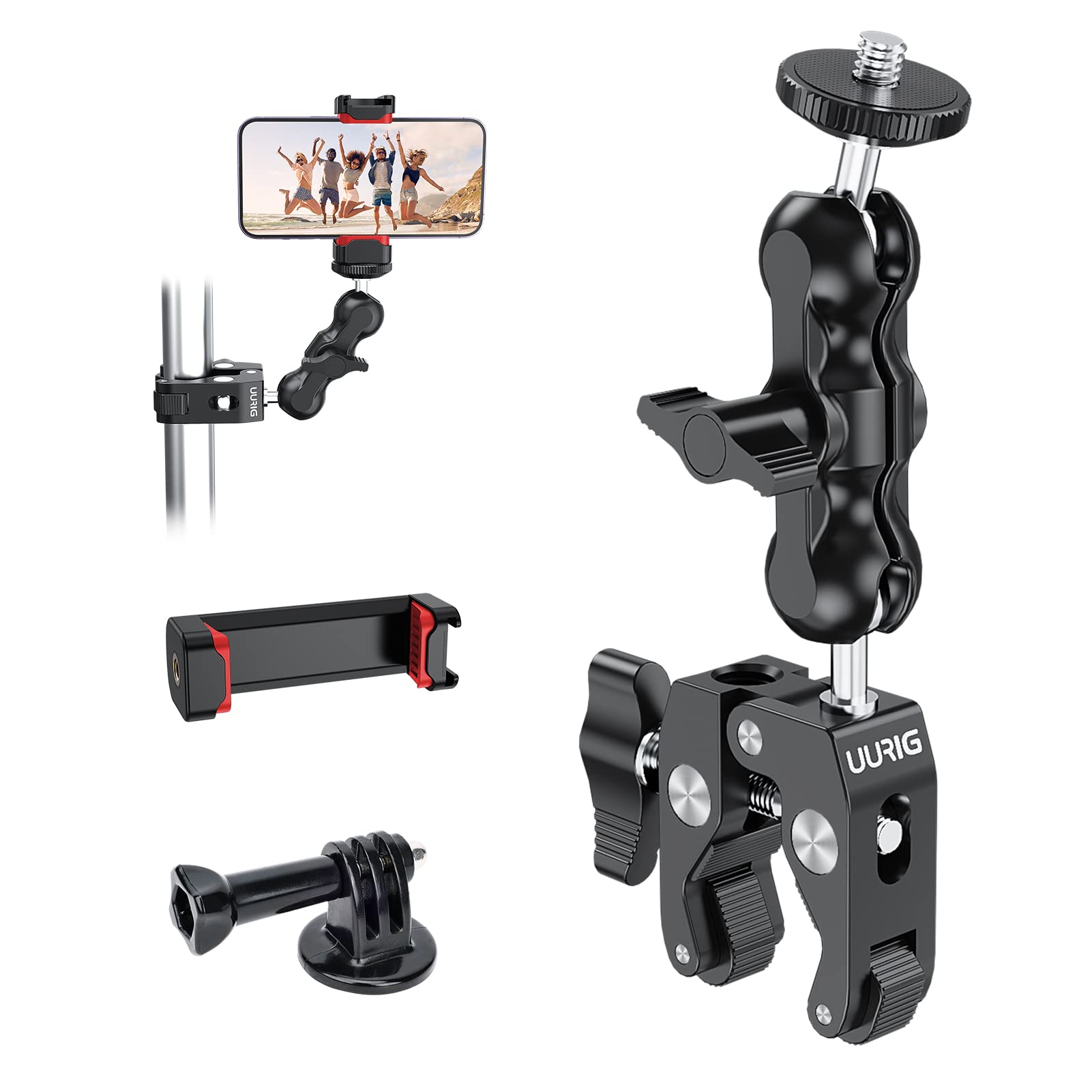 Multi-function Super Camera Clamp with 360 Double Ball Head for Motorcycle Bike Handlebar Sport Camera DSLR Light Holder Mount Multi-function Super Camera Clamp with 360 Double Ball Head for Motorcycle Bike Handlebar Sport Camera DSLR Light Holder Mount